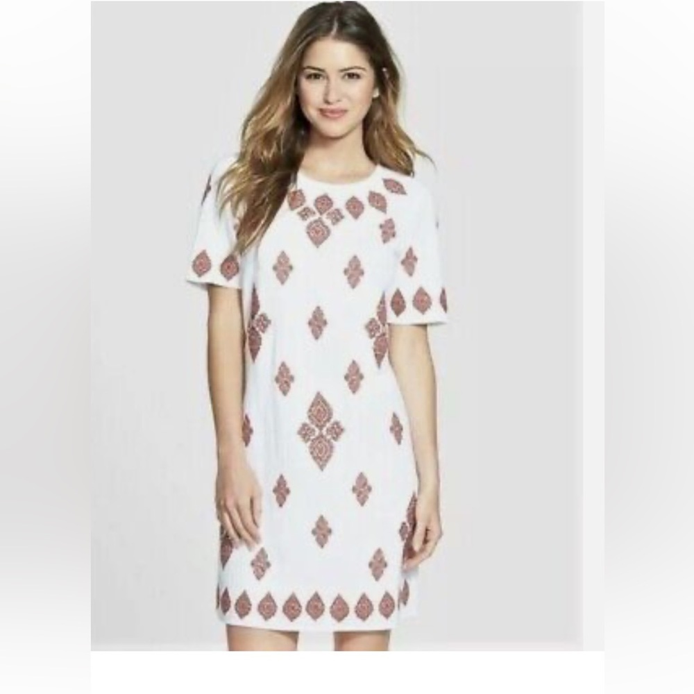 Michael Kors  Embroidered Short Sleeve Shift Grenadine Dress  Size 6